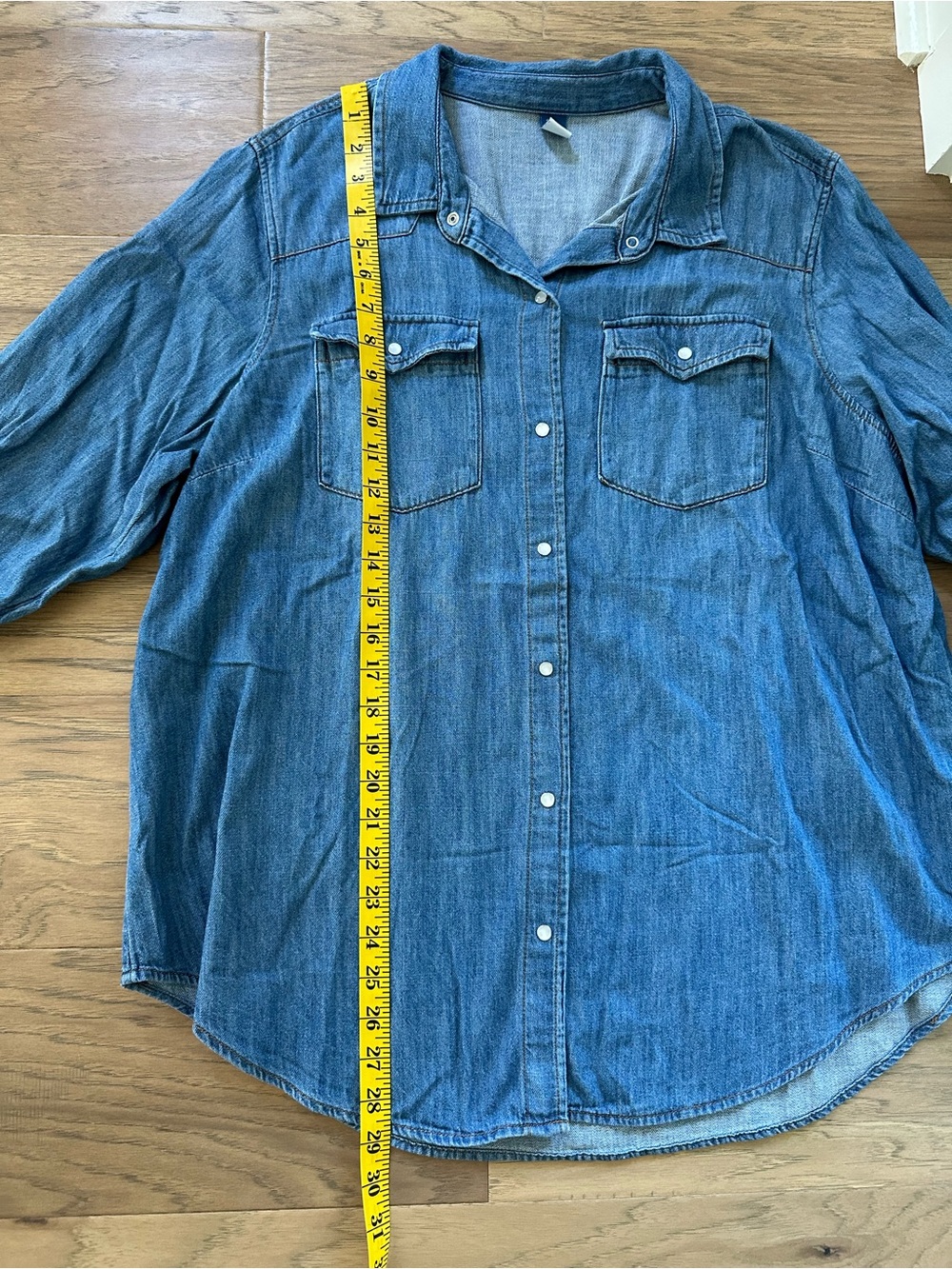 Denim Button-Up Long-Sleeved Shirt, Old Navy, Snap buttons, Size XL - Picture 6 of 6